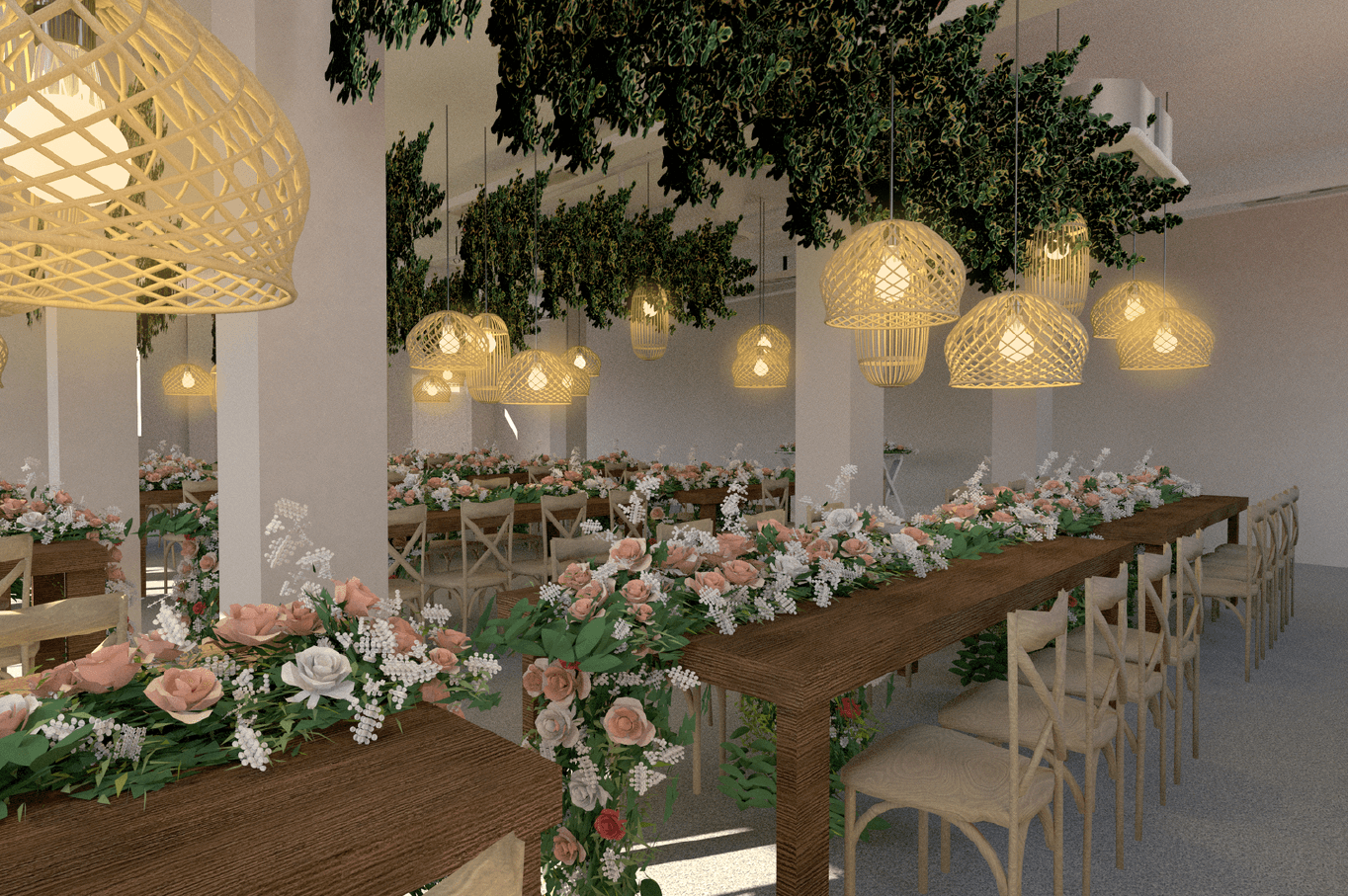 Artist’s Impression of interior event space at Gillman Barracks (Photo Credit: Charlotte Puxley Flowers Pte Ltd)